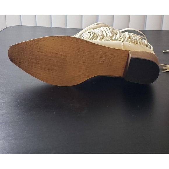 Western Cowboy Boots Faux Womens White Fringe Embroidered Festival Rodeo US 13M - Picture 7 of 7